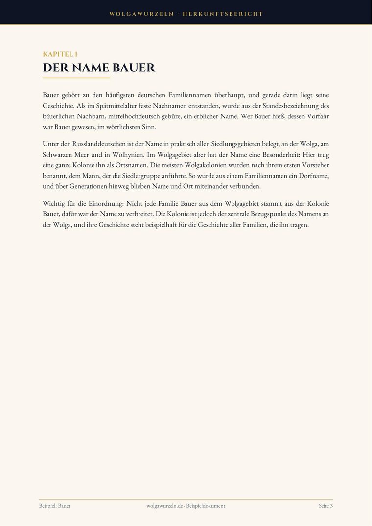 Herkunftsbericht — Innenseite