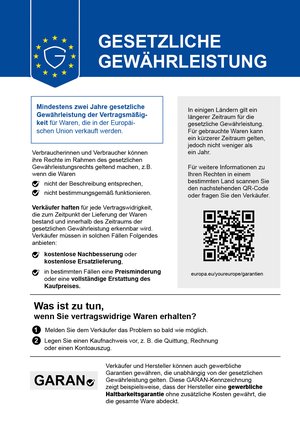 Hinweis zur gesetzlichen Gewährleistung, zum Vergrößern öffnen
