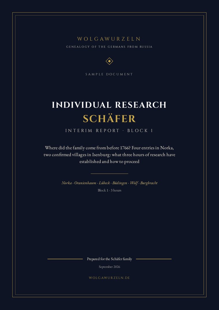 Cover of the sample interim report of an individual research project
