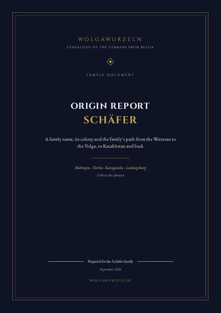 Cover of the sample origin report for the surname Schäfer